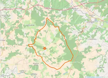 Carte représentant les limites territoriales d'une commune.