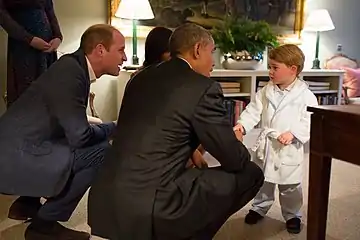 Le prince George rencontre le président des États-Unis, Barack Obama, en avril 2016.