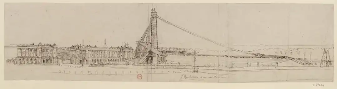 Appareil pour l'érection de l'Obélisque (1836), dessin, Paris, BnF.