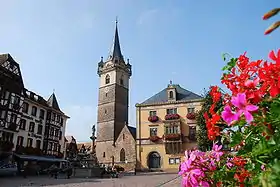 La place du marché d'Obernai.