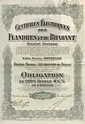 Obligation des Centrales Électriques des Flandres et du Brabant.