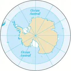 Carte de l'océan Austral.