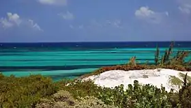 Vue sur l'océan depuis l'île Middle Caïcos