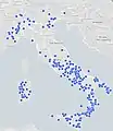 Diffusion des toponymes dédiés à Victor-Emmanuel en Italie en 2019.