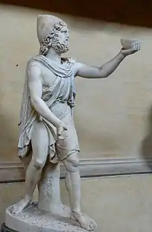 Ulysse offrant du vin au Cyclope, copie romaine d'un original de la fin de l'époque hellénistique, musée Chiaramonti. Ulysse devint un homme privé - avec une vie discrète.