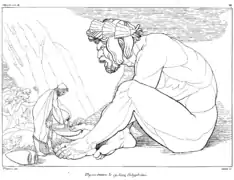 Ulysse enivrant le cyclope Polyphemos avec un cratère de Marôneia