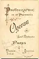 Verso des cartons de Charles Ogerau vers 1890.