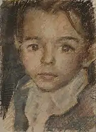 Portrait d'un enfant réalisé à partir de pastels à l'huile.