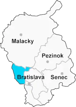 Localisation du district de Bratislava IV  dans la région de Bratislava (carte interactive)