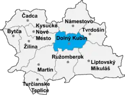 Localisation du district de Dolný Kubín  dans la région de Žilina (carte interactive)