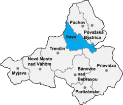 Localisation du district de Ilava  dans la région de Trenčín (carte interactive)