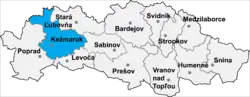 Localisation du district de Kežmarok  dans la région de Prešov (carte interactive)