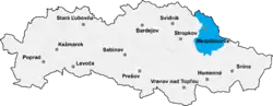 Localisation du district de Medzilaborce  dans la région de Prešov (carte interactive)