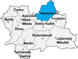 Localisation du district de Námestovo  dans la région de Žilina (carte interactive)