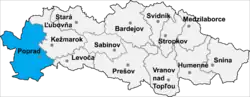 Localisation du district de Poprad  dans la région de Prešov (carte interactive)