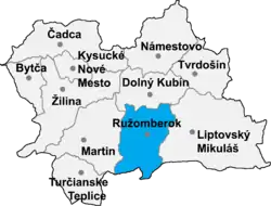 Localisation du district de Ružomberok  dans la région de Žilina (carte interactive)