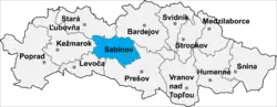 Localisation du district de Sabinov  dans la région de Prešov (carte interactive)