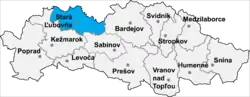 Localisation du district de Stará Ľubovňa  dans la région de Prešov (carte interactive)