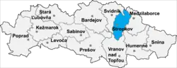 Localisation du district de Stropkov  dans la région de Prešov (carte interactive)