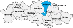 Localisation du district de Svidník  dans la région de Prešov (carte interactive)