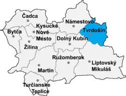 Localisation du district de Tvrdošín  dans la région de Žilina (carte interactive)