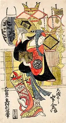 Dessin en couleur d'un acteur de kabuki.