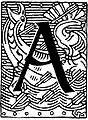 Gerhard Munthe, Lettrine A, Saga d'Olaf Tryggvason, Snorri Sturluson, Heimskringla, J. M. Stenersen & Co (1899).