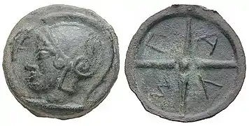 Monnaie frappée à Olbia du Pont vers la fin du Ve siècle av. J.-C.