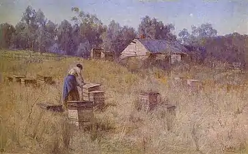 Le rucher de l'ancienne ferme, 1900, huiles sur toile, 69 × 112 cm , National Gallery of Victoria.