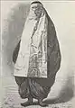 Gravure d'une femme portant un niqab, Iran (1882)