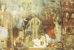 Baptême du Christ , fresque de la grotte Saint-Michel à Olevano sul Tusciano (IXe siècle)