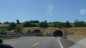 Le tunnel d'Olimpia sur l'A-26 à hauteur de San Salvatore Monferrato.