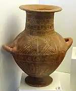 Vase à  à col haut, tombe XVIII de la nécropole d'Olmo Bello à Bisenzio, 620-600 av. JC