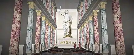 Evocation de l'intérieur de l'Olympéion au temps d'Hadrien