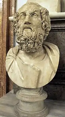 Autre buste d'Homère d'après un original hellénistique du IIe siècle av. J.-C. (collection Albani).