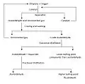 Un diagramme montrant le diagramme de flux de processus pour le procédé Wacker à deux étapes de fabrication de l'acétaldéhyde.