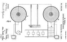 Brevet 593138 du 20 mars 1897 pour la transmission d'énergie à un seul fil (idée de 1891). Point de départ de l'idée de transmission d'énergie sans fil. La transmission d'énergie est réalisée par le fil, et le circuit de retour par le sol.