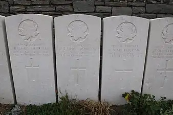 Les tombes de soldats canadiens tombés le 27 septembre 1918.