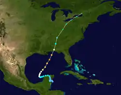 Trajectoire de l'ouragan.