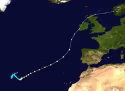 Trajectoire de Ophelia.