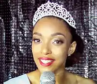 Ophély à son élection de Miss Guadeloupe 2018.