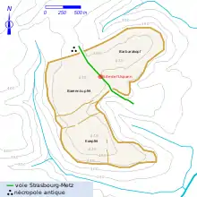 Vue du plan d'une enceinte protohistorique.