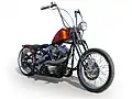 Harley façon bobber avec guidon ape hanger.