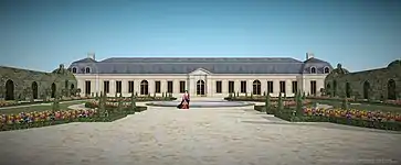 Restitution de l'Orangerie du château de Choisy vers 1690.