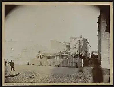 Le croisement de la rue d'Aussargues, par Paul Bacard (1908, archives municipales).