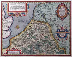 Carte de la Gaule Belgique par Abraham Ortelius réalisée en 1594.