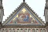 La mosaïque du Couronnement de la Vierge sur le pignon supérieur de la cathédrale.