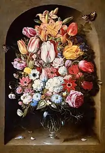 Osias Beert, Fleurs dans une niche, huile sur cuivre, vers 1610-1620.