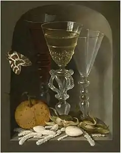 Nature morte avec trois verres de vin dans une nicheAnvers