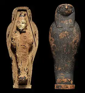 Figurine d'un « Osiris végétant » et son sarcophage (époque ptolémaïque).
